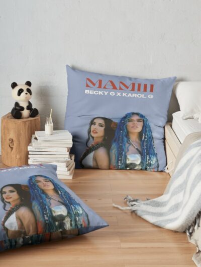 Mamiii Becky G Karol G Album Cover Throw Pillow Official Becky G Merch